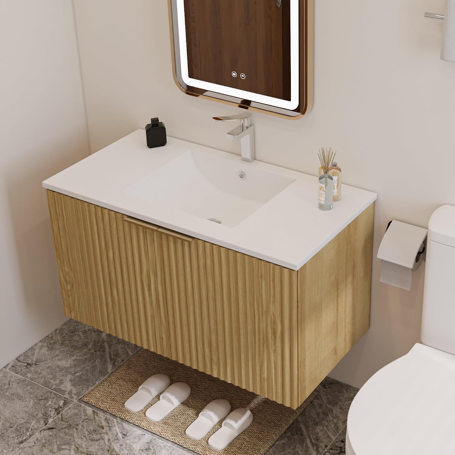 Modern Floating Bathroom Vanit - Soft Close Hinge ulasan dan harga