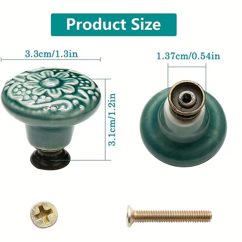 12pcs Ceramic Cabinet Knobs, F - Furniture Hardware Tools ulasan dan harga