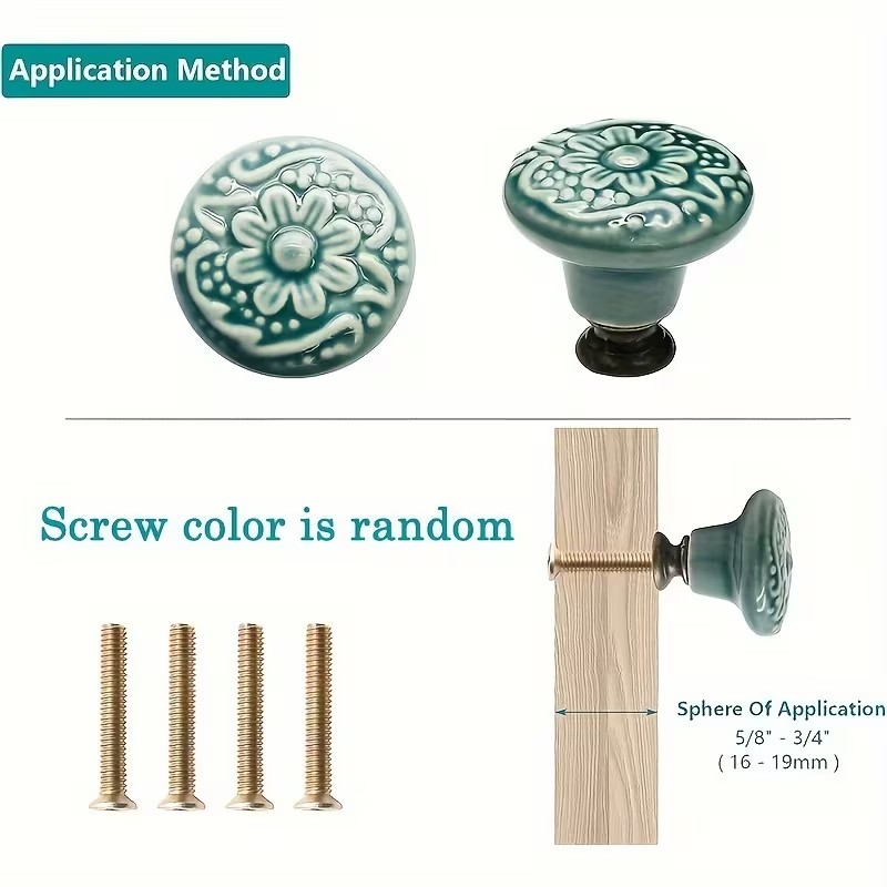 12pcs Ceramic Cabinet Knobs, F - Furniture Hardware Tools ulasan dan harga