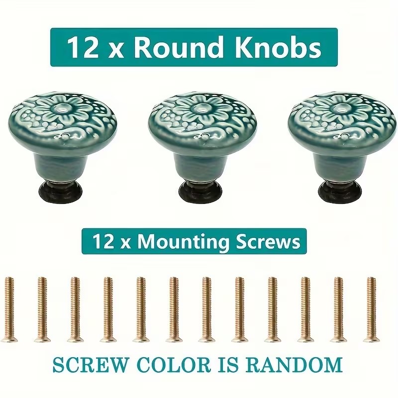 12pcs Ceramic Cabinet Knobs, F - Furniture Hardware Tools ulasan dan harga