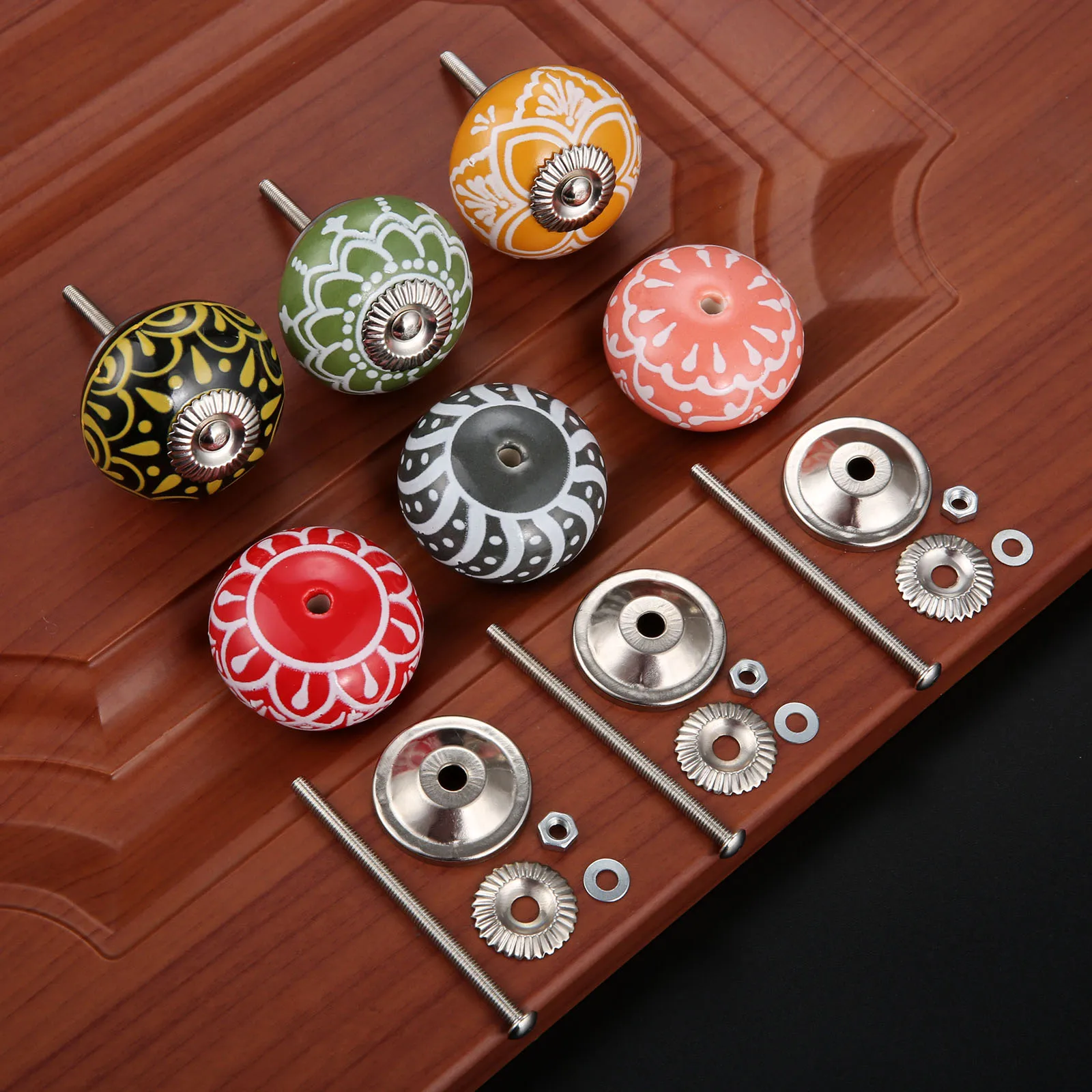 40mm Vintage Floral Prints Cer - Cabinet Knob Round ulasan dan harga