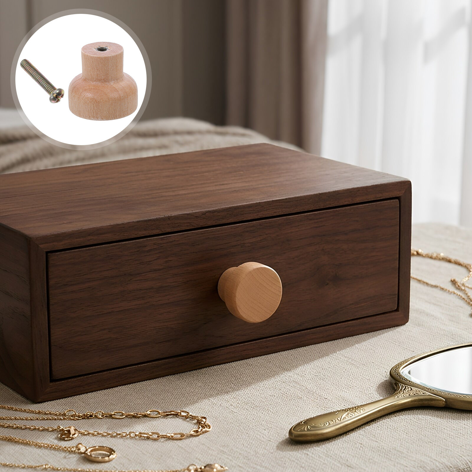 30Pcs Solid Beech Wood Small R - Cabinet Knob Round ulasan dan harga