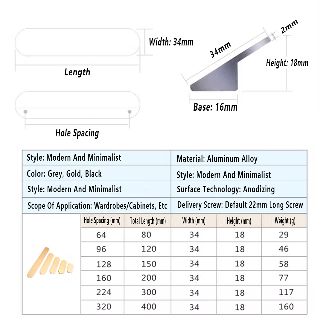 64~320mm Aluminum Alloy Edge S - Furniture Rotating Hardware ulasan dan harga