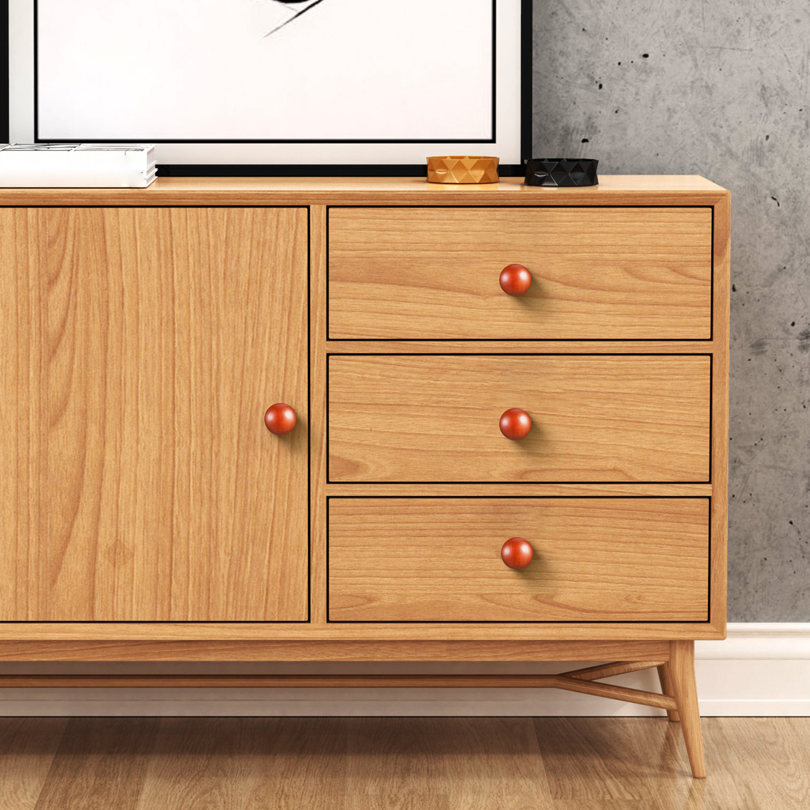 20Pcs Real Wood Knobs Wooden C - Cabinet Knob Round ulasan dan harga
