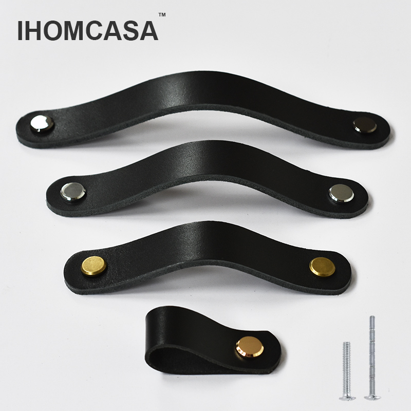 IHOMCASA Black Leather Knobs   - Furniture Rotating Hardware ulasan dan harga