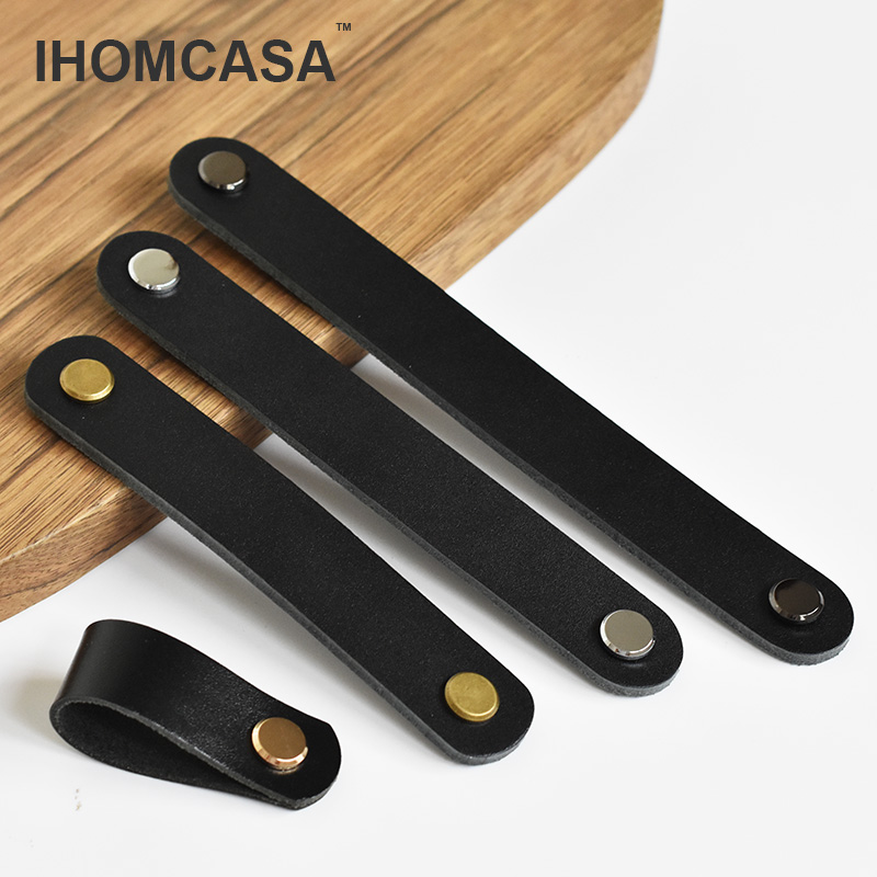 IHOMCASA Black Leather Knobs   - Furniture Rotating Hardware ulasan dan harga