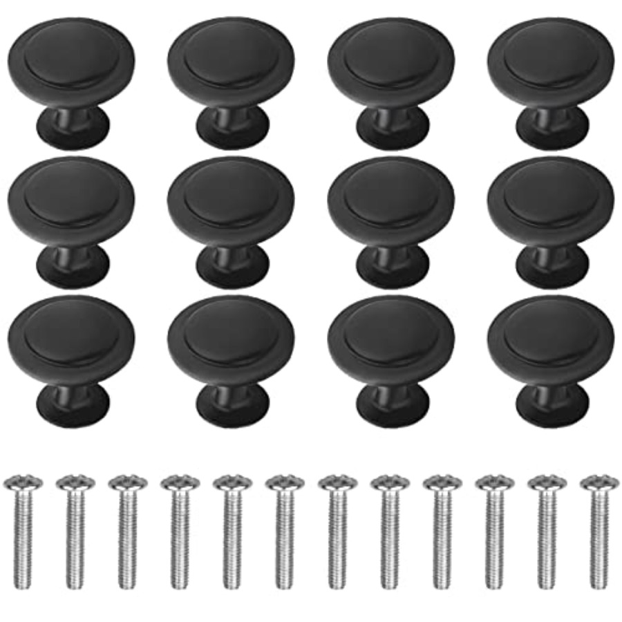 12 Pack Black Round Cabinet Ha - Cabinet Knob Round ulasan dan harga